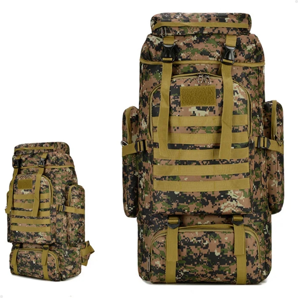 Mochila Tática Lorben Camuflada Militar Trilha Camping Trekking Aventura 80 Litros