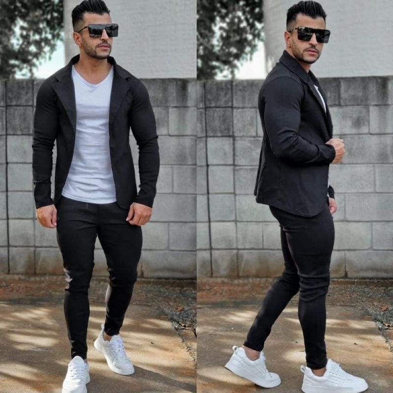 Blazer e Calça Alfaiataria Masculino Esporte Fino Conjunto Blazer