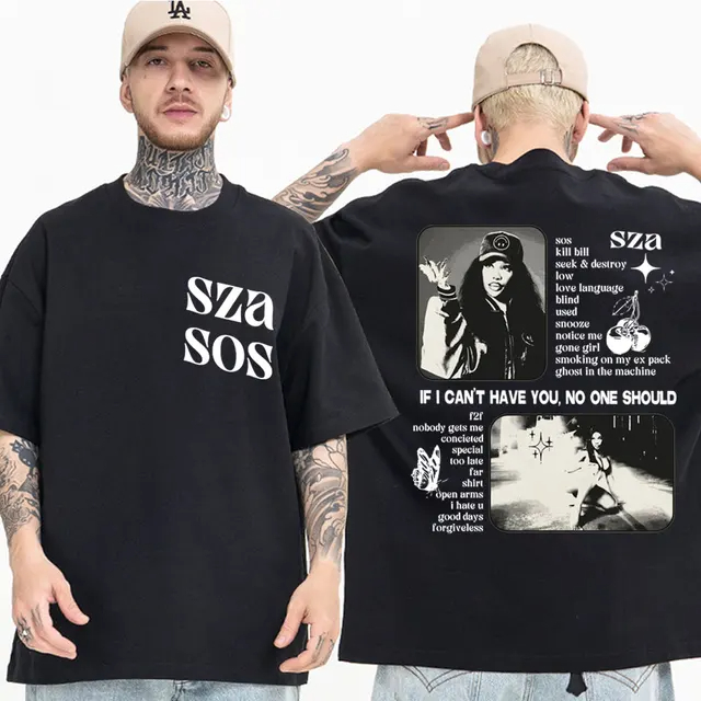 Camiseta Unissex Álbum SOS Blusa SZA Simples Algodao T-shirt Estampada ...