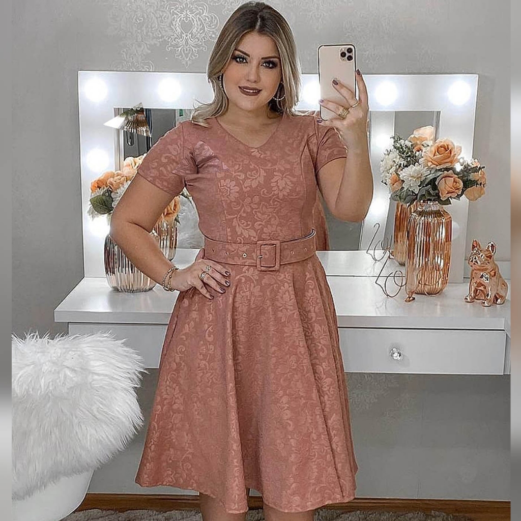 Vestido Godê Rodado Boneca ou Princesa Moda Comportada Evangélico - Main Image