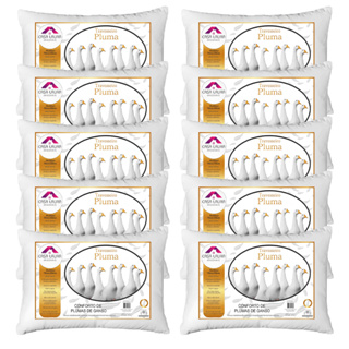Kit 10 Travesseiros Penas e Plumas de Ganso Branco Natalino Para Cama