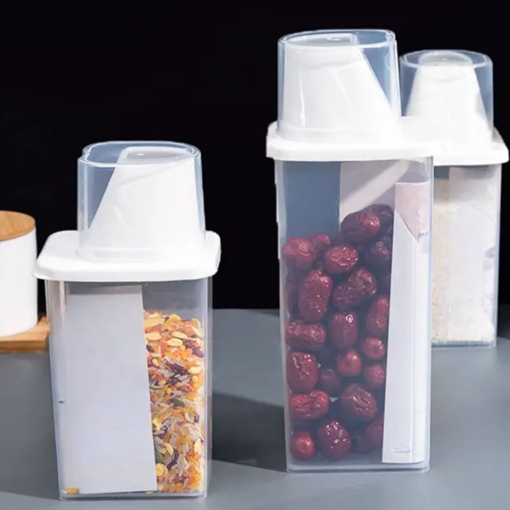 KIT 2 Potes Herméticos Dois Tamanhos 870ML E 1,2L Como Medidor Armazenamento De Alimentos