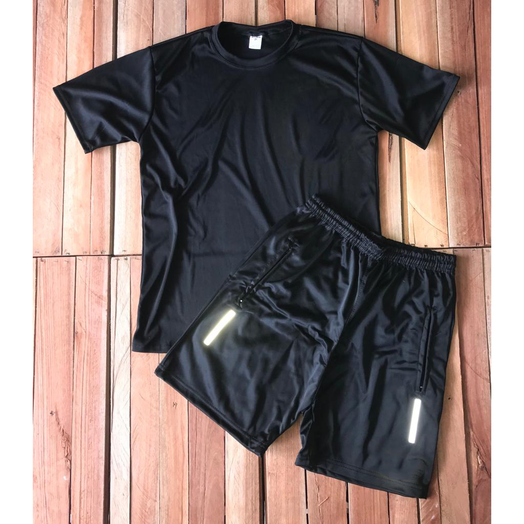 Conjunto / Kit Camisa + Bermuda DryFit - Slim Masculino - Low Black