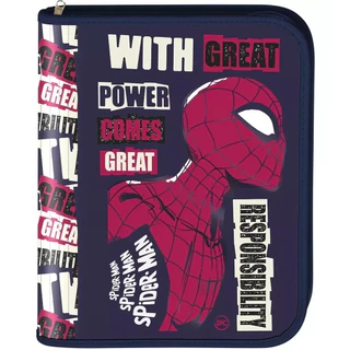 Fichário Universitário C/ Zíper Dac Spider Man + 48 Folhas Cor Preto