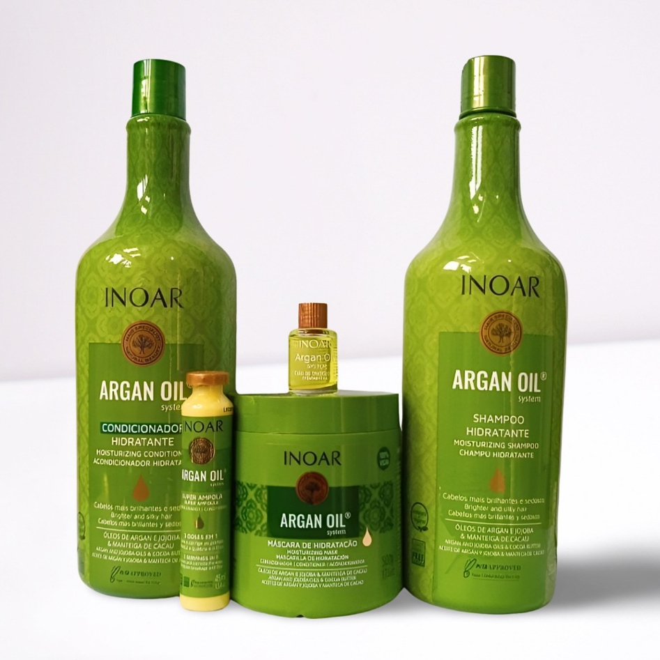 KIT INOAR ARGAN SH+COND2X1L+MÁSCARA500G+AMPOLA45ML+ÓLEO ARGAN7ML ...