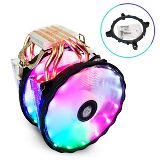 CPU Cooler Universal Led Rgb Duplo Dual FAN 120mm 4 Heatpipes Processador Intel Amd Ryzen i3 i5 i7 LGA 775, 115X, 1150, 1151, 1155, 1156, 1200, 1366, 1700 AM5, A4, AM3, AM3+, AM3, AM2+, FM2, FM2+, FM1