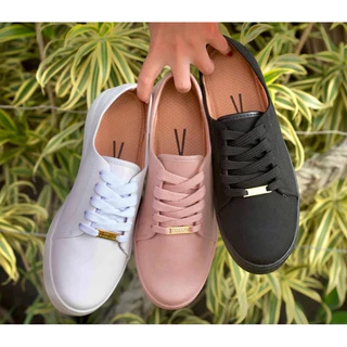 Tênis Feminino Vizzano Casual Cano Baixo Preto Branco Rosa Tradicional Promoção