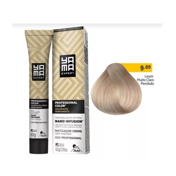 Tintura de cabelo Yamá nano infusion 9.89 Louro muito claro perolado ...