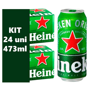 Cerveja Heineken latão 473ml Pack com 24 unidades