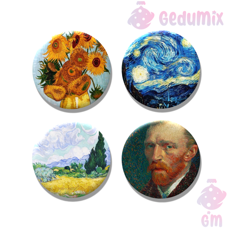 KIT 4 Bottons Broches Van Gogh Obras de Arte Aesthetic Artes Visuais
