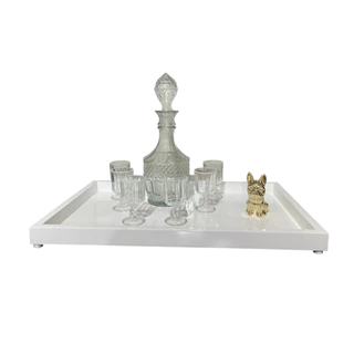 bandeja grande em mdf laqueado servir e decorar 50x30