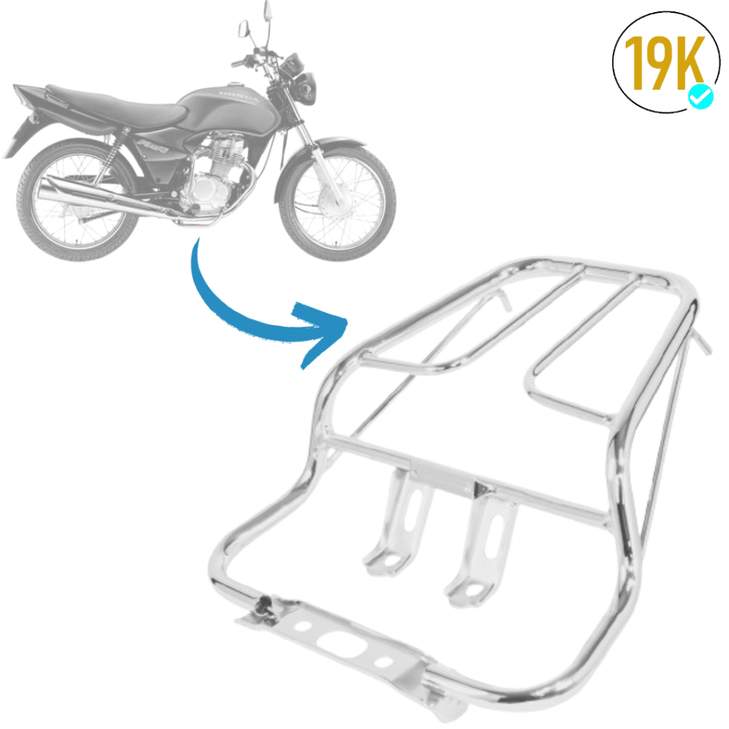 Bagageiro em Aço Modelo Tubular Fan 125 2005 2006 2007 2008 e Titan 125 2000 2001 2002 2003 2004 Pro Tork