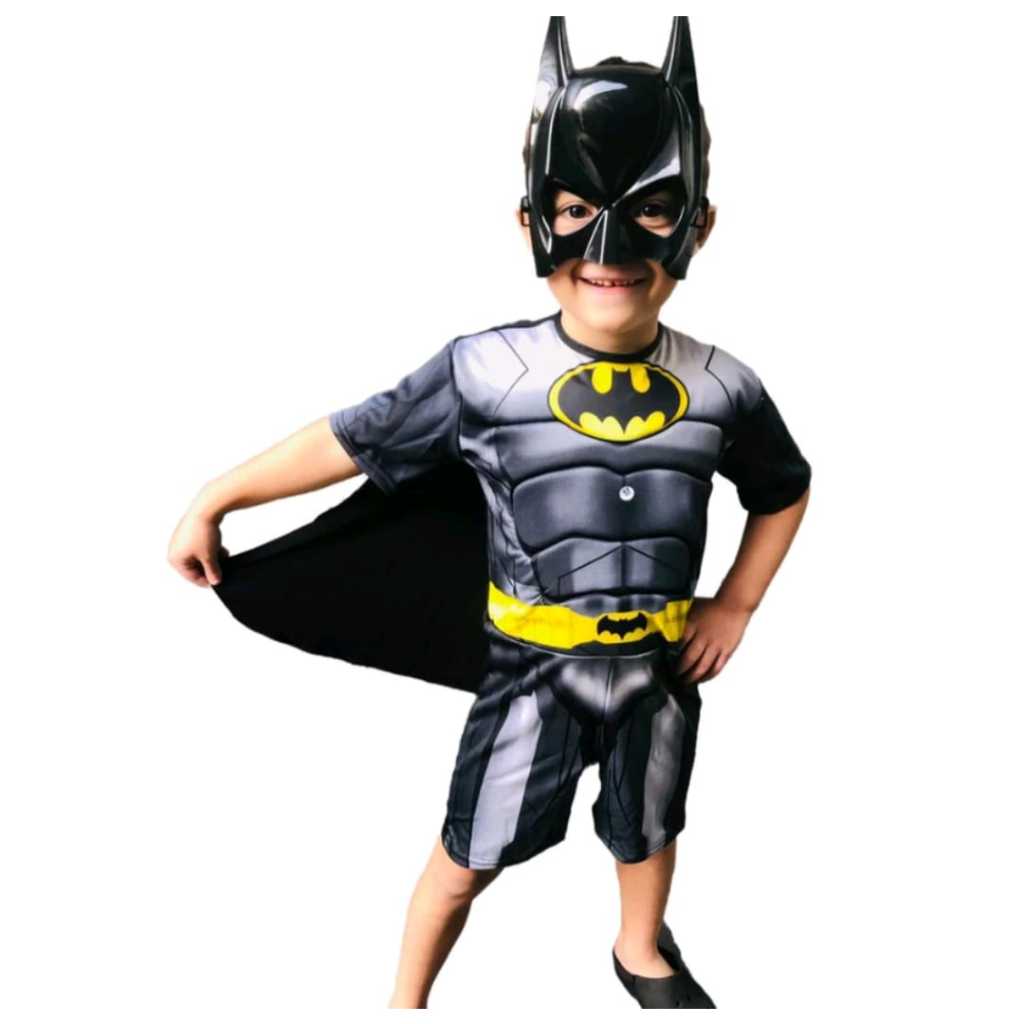 Fantasia Do Batman Com Enchimento Curto Roupa Infantil Mascara de ...