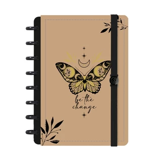 Caderno De Disco Capa Dura ISCOOL Inteligente 80 Folhas Cosmos Borboleta Nude