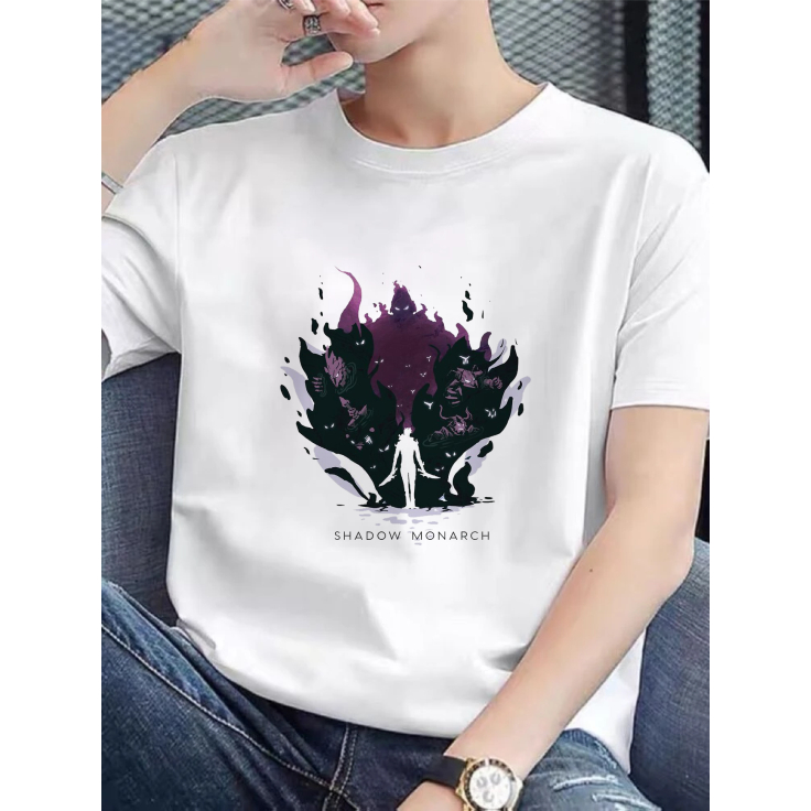 Camiseta Solo Leveling Shadow Monarch Anime Manhwa Camisa Unissex e