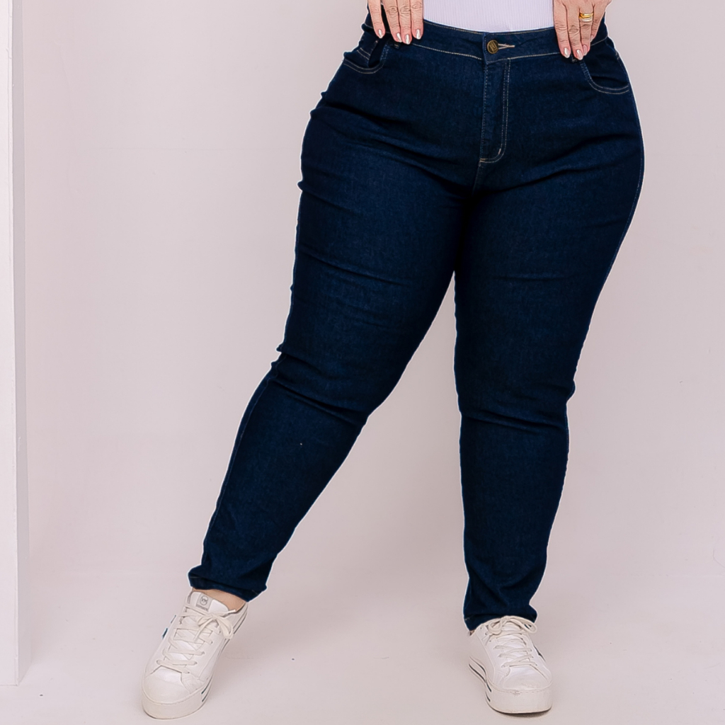 Calça Feminina Jeans Plus Size Cintura Alta