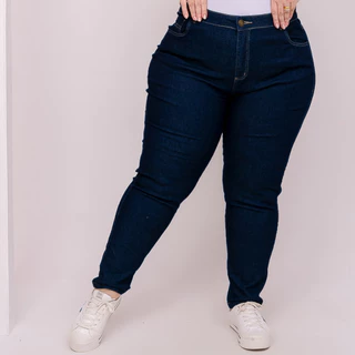 Calça Feminina Jeans Plus Size Cintura Alta