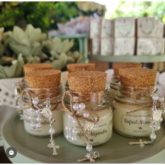 7 Velas Aromática Perfumada e personalizadas - Lembrancinha de Batizado