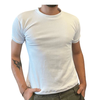 Camiseta Boxy Masculina Justa, Camiseta Curta Ajustável ao corpo Texturizada