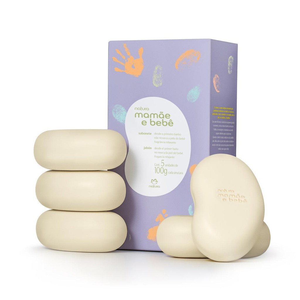 MAMÃE & BEBE SABONETE RELAXANTE EM BARRA - CAIXA COM 5x100g | Shopee Brasil
