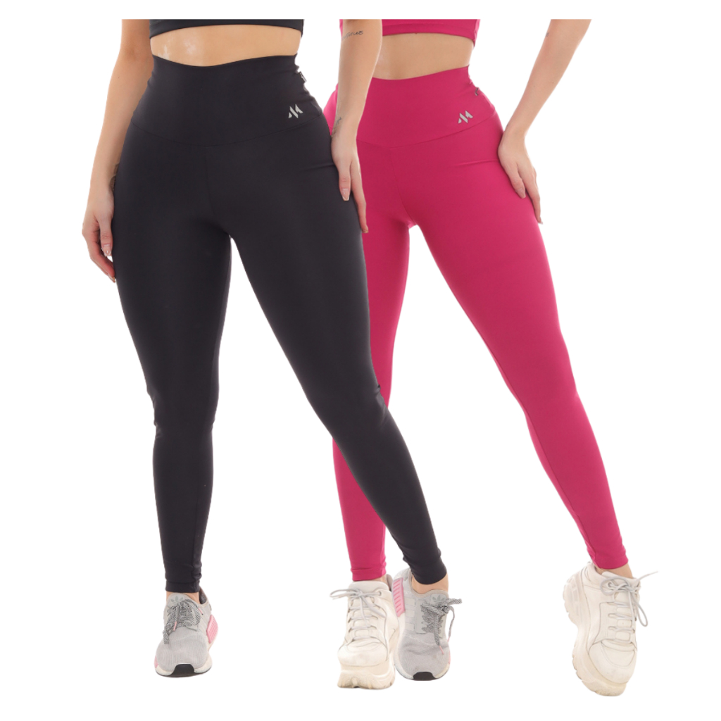kit 2 peças Calça legging feminina treino academia cintura alta leg cós ...