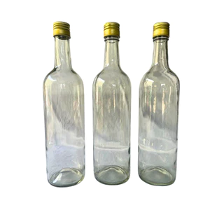 Kit 10 Garrafas Vidro Incolor 750ml C/ Tampa Alumínio Dourada