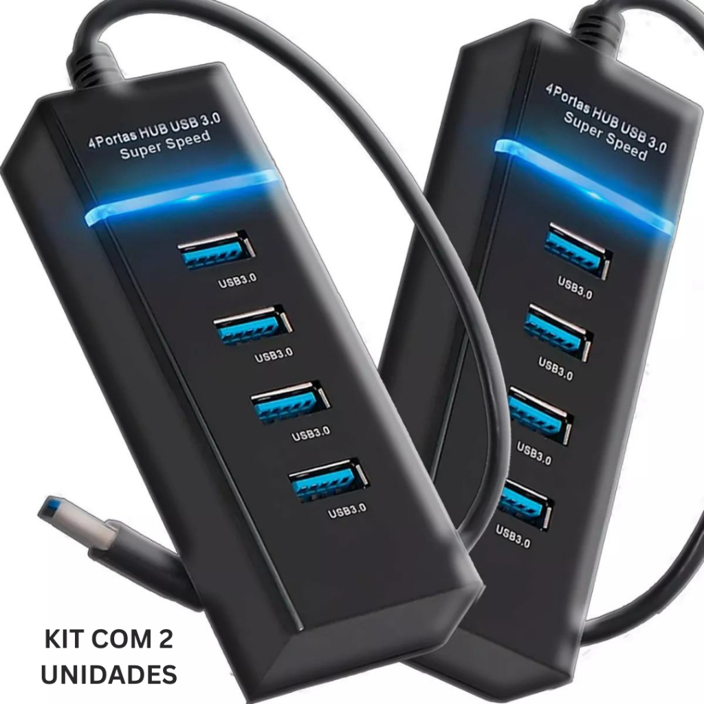 KIT 02 unid Hub Usb 3.0 4 Portas Expansor Rapido 5 Gbps Alta Velocidade