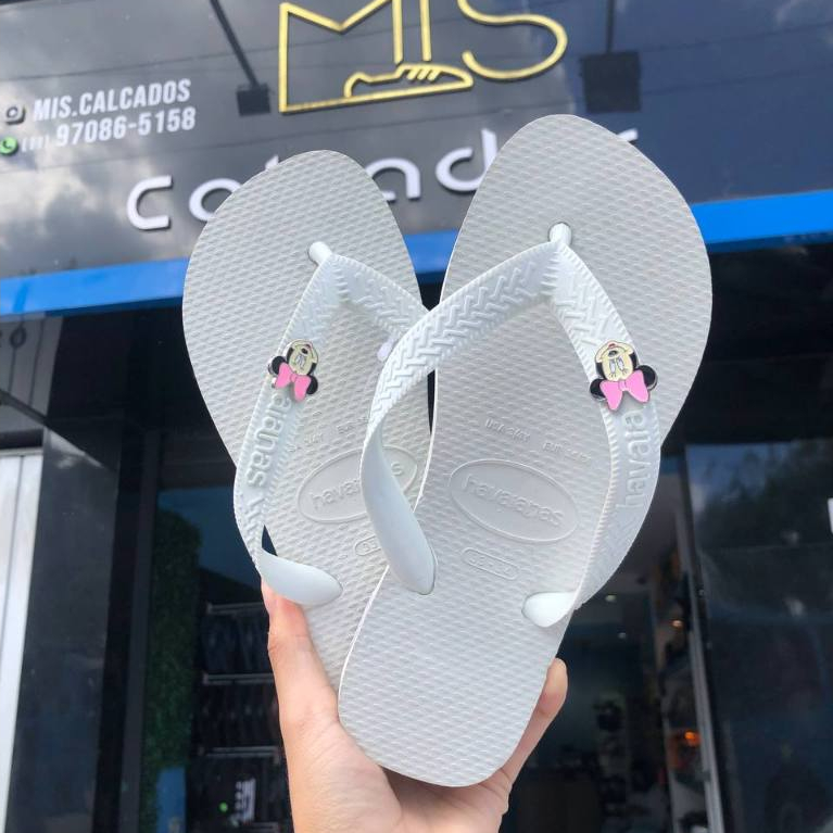 Havaianas Top Branca com Pingente Minnie Linda Original ! | Shopee Brasil