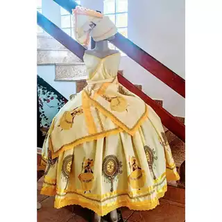 VESTIDO OXUM -CONJUNTO OXUM ESTAMPADO NO AMARELO