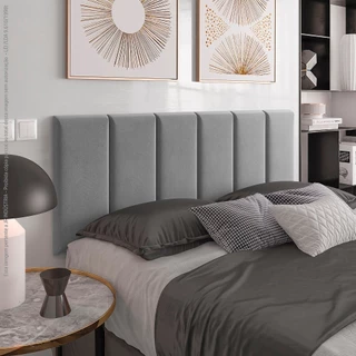 Cabeceira Estofada Suspensa Para Cama Casal 1,40 Suede Varias Cores Dubai