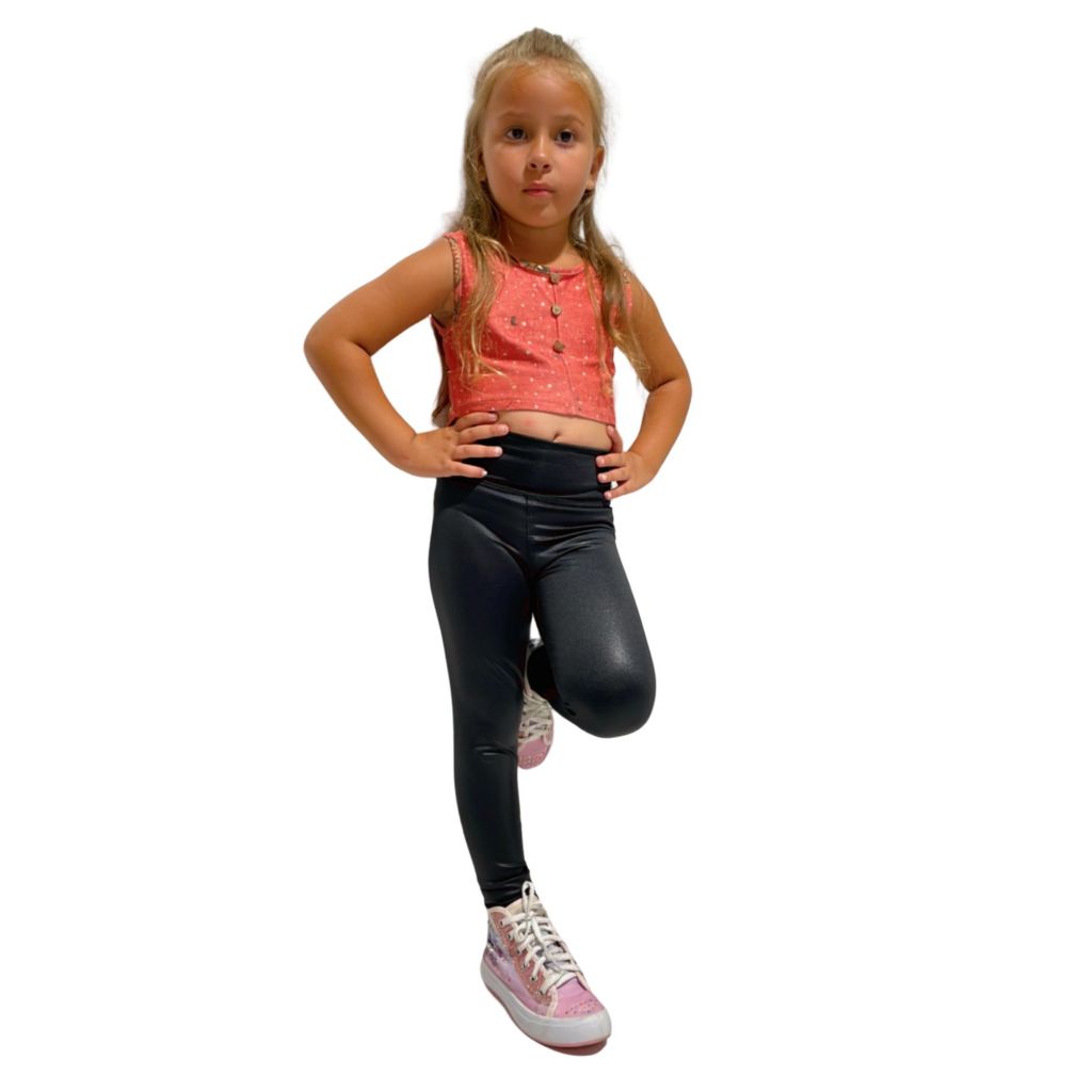 Calça Legging Infantil Tecido Cirrê, Couro, Ótima Qualidade