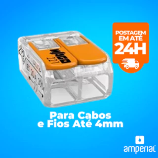 Conector emenda para Fios Terminal Wago Original 2 Pólos 221-412 Para Cabos e Fios Até 4mm