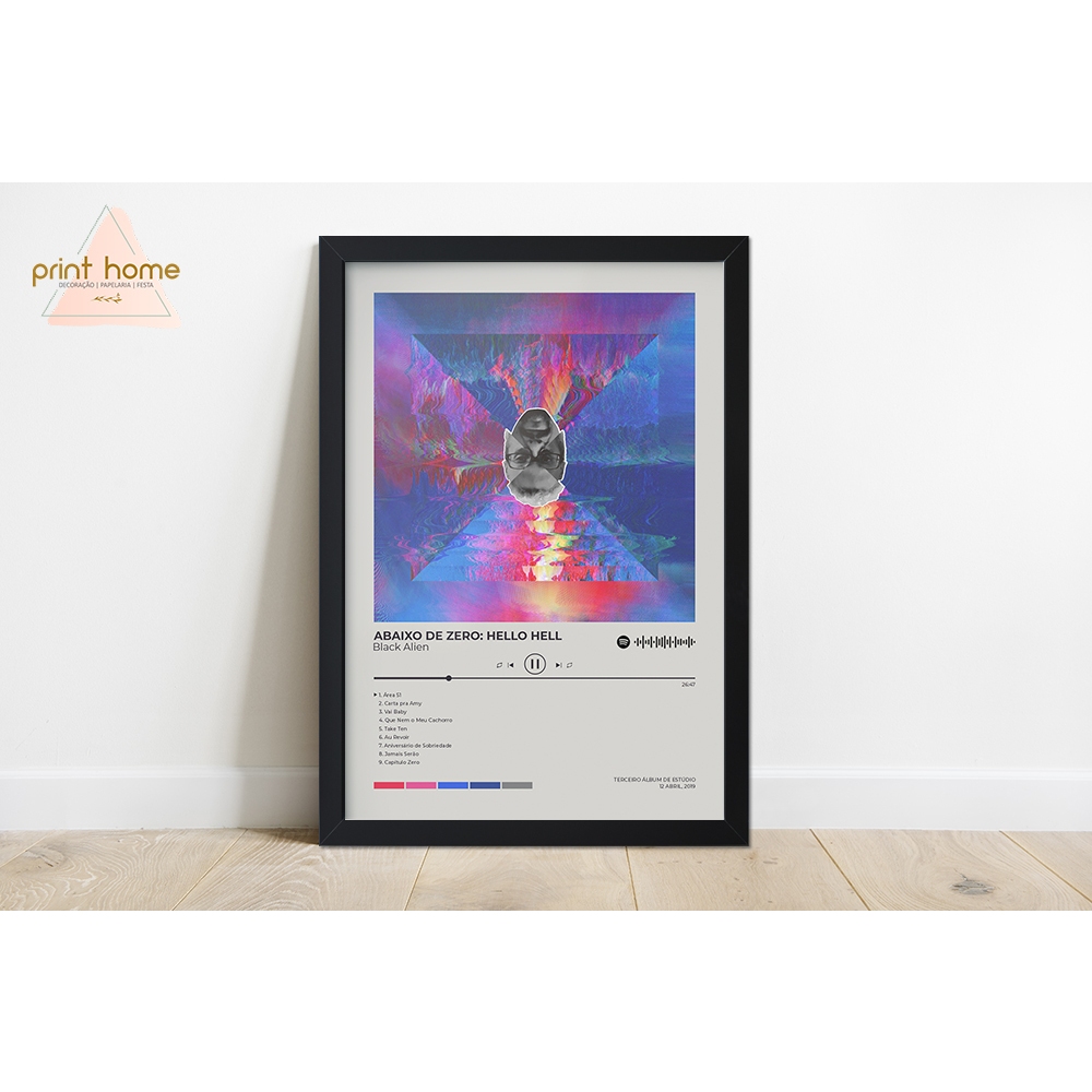 Quadro Moldura Spotify Black Alien ABAIXO DE ZERO: HELLO HELL