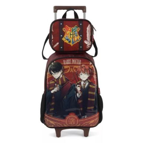 Kit Mochila Rodinha Harry Potter Rony Weasley Lancheira Vinho | Shopee ...
