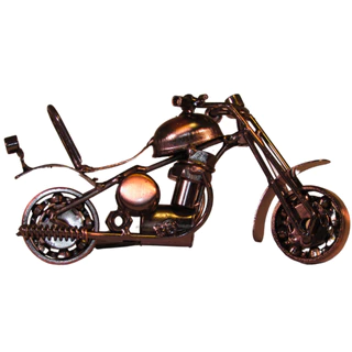 Moto Em Metal Sucata Miniatura Em Aço Enfeite Cor Cobre