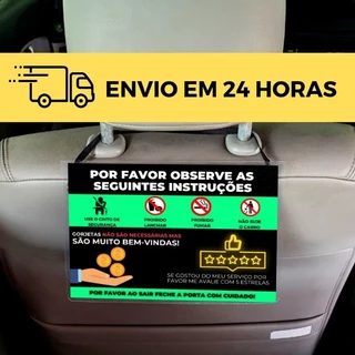 Kit 2 Plaquinhas informativas para motorista de aplicativo Uber 99 Táxi
