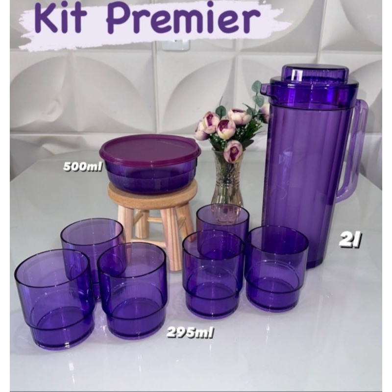 Jarra Premier 2L + 6 Copos 295ml Uva Policarbonato Tupperware