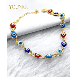 PULSEIRA BANHADAS A OURO 18 K E PRATAS 925 10 MILÉSIMOS. ( OLHO GREGO VARIEDADE DE CORES ))