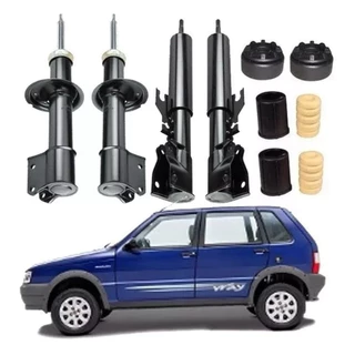 4 Amortecedor +kit Coxim Batente Uno Way 2007 2008 2009 2010