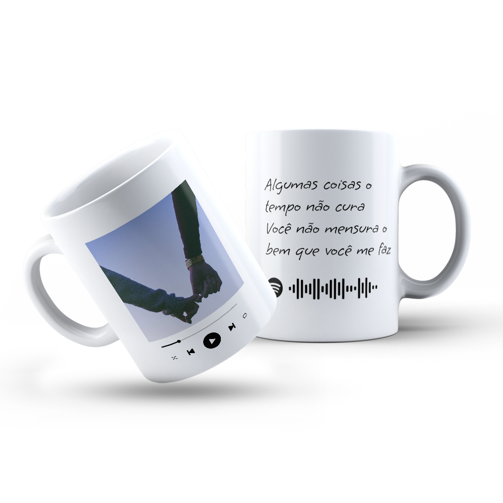 Caneca Personalizada Spotify Com Foto E Frase