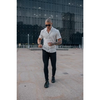 Camisa manga curta masculina gola padre rustica