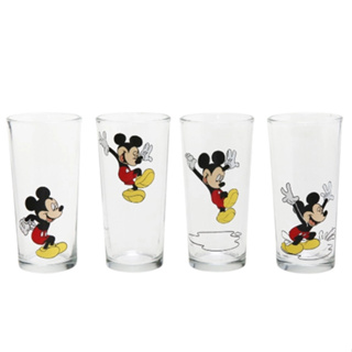 Conjunto Com 4 Copos de Vidro Mickey Disney de 255ml Cnj de Copos do Mickey de Vidro Conjunto de Copos do Mickey