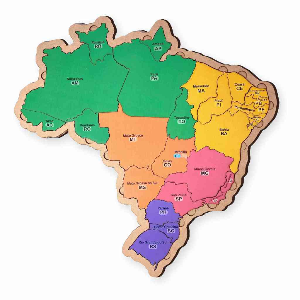 Mapa Brasil - Regiões - Estados E Capitais, Multicor : :  Brinquedos e Jogos