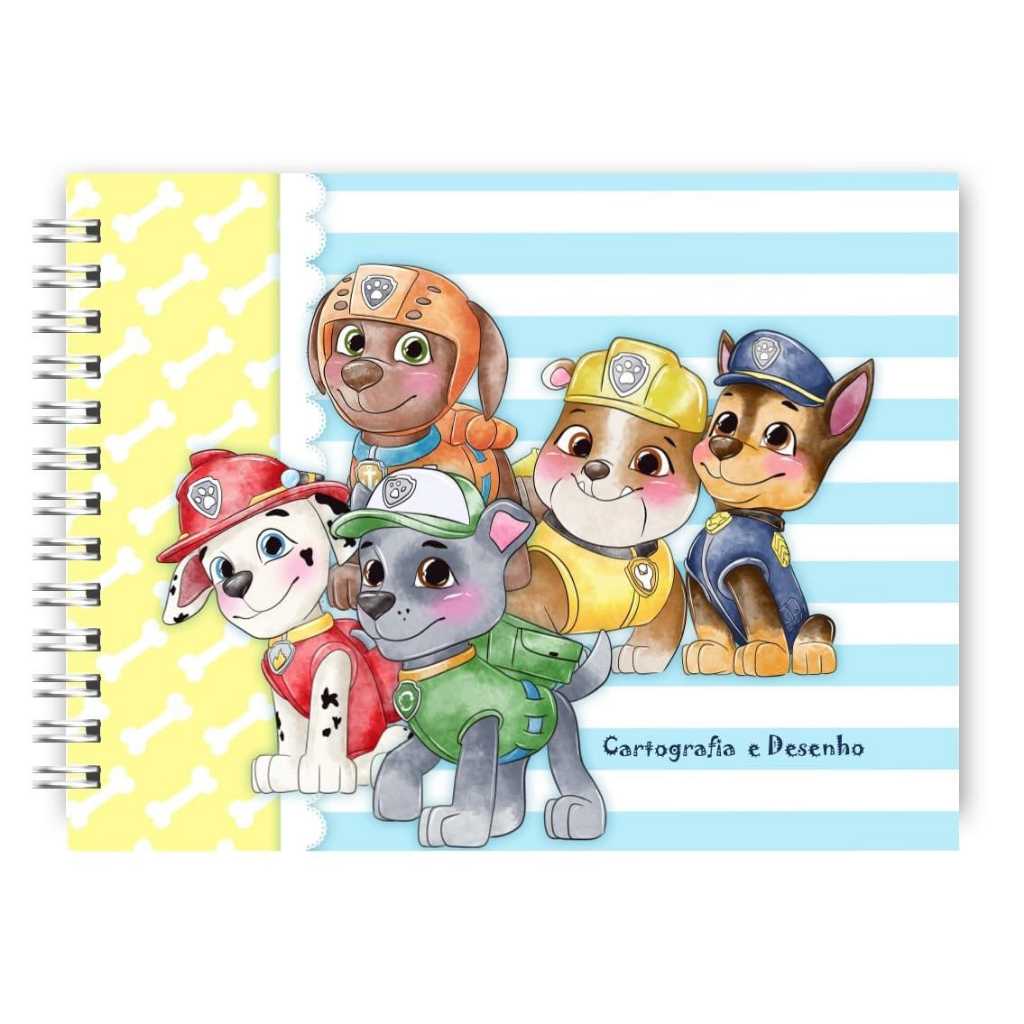 Caderno de Desenho patrulha Canina 50 folhas- PESONALIZE COM O NOME ...