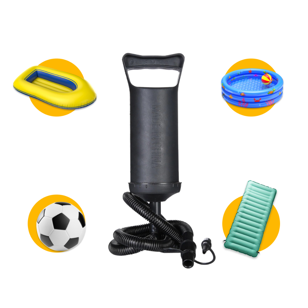 Bomba De Ar Encher Bola Balão Pneu Bicicleta Colchão Inflável Piscina Fácil Com 3 Bicos
