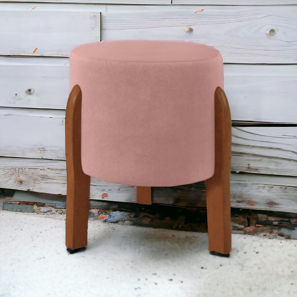 Puff Odin Pé Madeira Maciça Veludo Luxo Rosa Thor | Shopee Brasil