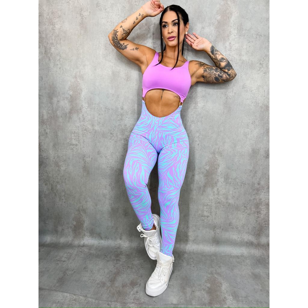 Macacão Longo Feminino Fitness roupa de Academia Anita Decote Bojo