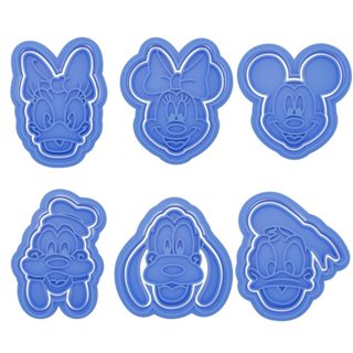 Kit 6 Cortador Marcador Disney Mickey Minnie Pasta Cookie