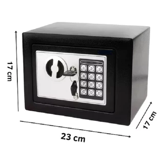 Cofre Eletrônico Digital Teclado Com Senha +2 Chaves Preto