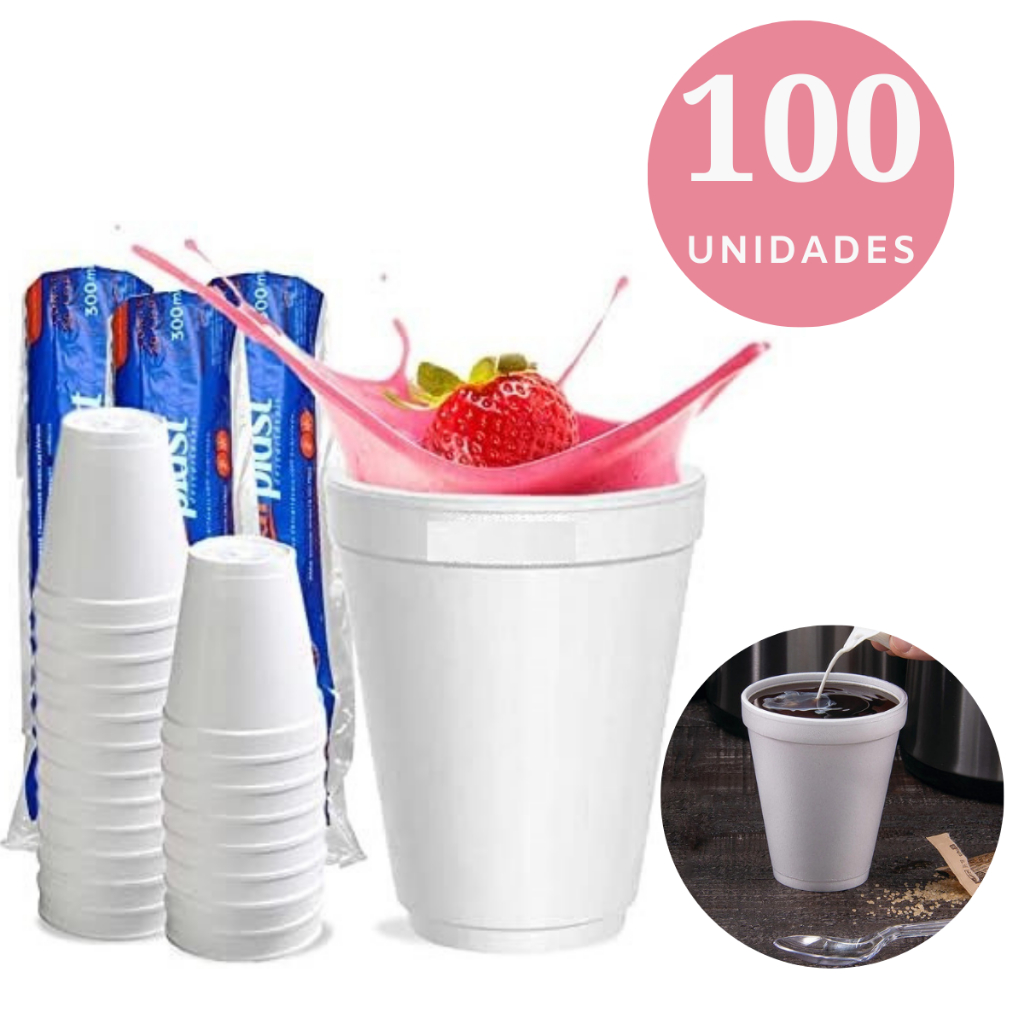 Copo de Isopor Descartável Térmico 180ml - 100 unidades
